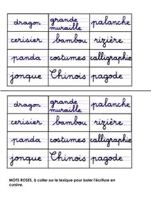 LA CHINE mots de couleurs pour le lexique