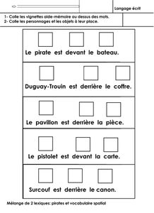 Les pirates, langage écrit et vocabulaire spatial 2