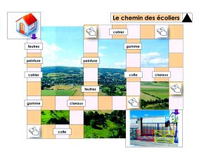 jeu de stratégie avec le lexique du matériel scolaire