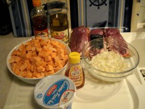 MAGRETS DE CANARD SAUCE AU MIEL ET PATATES DOUCES SAUTEES