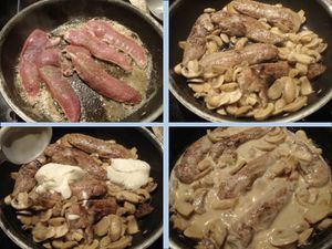 AIGUILLETTES DE CANARD A LA CREME ET AUX CHAMPIGNONS