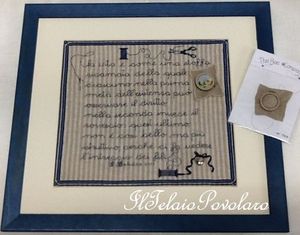 Bordo in lino per un quadro, con una scritta dedicata alle ricamatrici