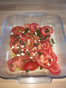 Filet de poisson tomates et câpres - au four