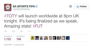 FIFA 15 Team of the Year UK release time