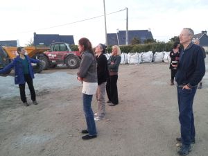 Marie, Françoise, Guylaine, Franck, Isabelle, Yannick, Hélène beim Bewundern des Sonnenunterganges.