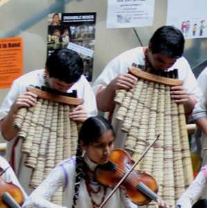 Spektakuläres und außergewöhnliches Konzert des bolivianischen Jugend-Ensembles San Ignacio de Moxos am Gymnasium Veitshöchheim