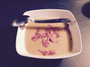 Velouté de poireaux et bacon