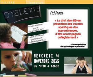 Colloque Troubles spécifiques des apprentissages - Tours - 4 nov 2015