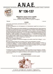 ANAE N° 136/137 - Bilinguisme - Aspects neuro-cognitifs