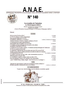 ANAE N° 140 - Qu'en est-il du TDAH en 2016 ?
