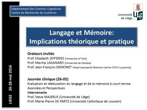Journées de Printemps de la Société de Neuropsychologie de Langue Française 26-28 mai 2016