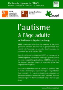 ARAPI - L''autisme à l'âge adulte de la clinique à la prise en charge - 21 oct 2016