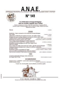 ANAE N° 141 - La rééducation neuropsychologique chez l'enfant