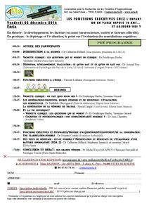 Les fonctions exécutives chez l'enfant, on en parle depuis 10 ans .... et aujourd'hui ? - 2 déc 2016
