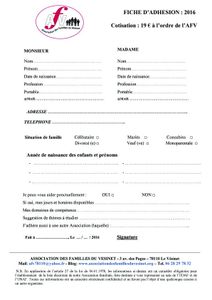 Fiche d'adhésion AFV