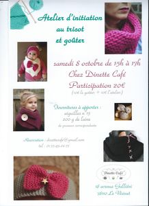 Atelier Tricot au Vésinet ! samedi 8 octobre 15h 17 h