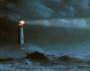Un phare la mer la vague