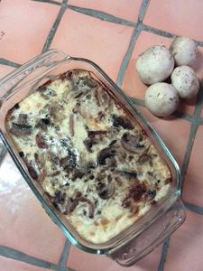 flan de champignons de paris aux lardons
