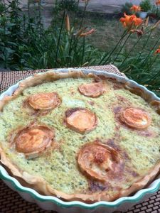tarte courgettes, lardons et chèvre