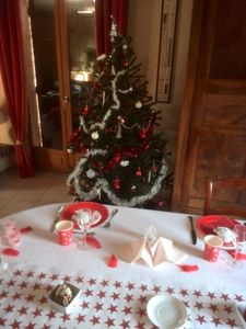 table de Noël en rouge et blanc
