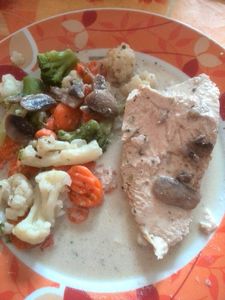 rôti de dinde au fromage et champignons