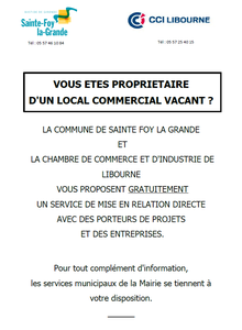 Avis aux propriétaires d'un local commercial vacant