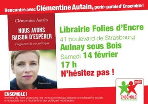 Clémentine Autain présente son livre « Nous avons raison d’espérer » à la libraire Folies d’encre d’Aulnay-sous-Bois