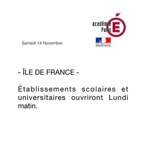 Réouverture des écoles en Ile-de-France lundi matin après les attentats de Paris