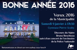 Les vœux 2016 à Aulnay-sous-Bois se dérouleront le 9 janvier à 17h30 au gymnase Pierre Scohy