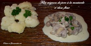 Filet mignon de porc à la moutarde et chou-fleur