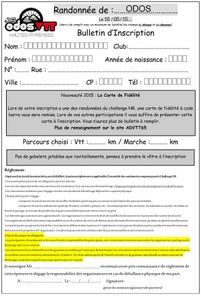 Bulletin d'inscription randonnée d'Odos