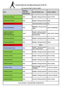 Programme de sorties Marche Nordique