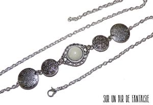 Head band, bijou de tête, version silver, avec cabochon blanc, création unique !