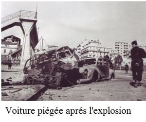 Voiture piégée par l'OAS au port d'Alger à l'heure d'ambaucher des dockers