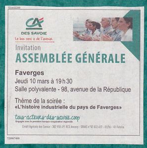 Assemblée Générale de la Caisse locale du Crédit Agricole des Savoie