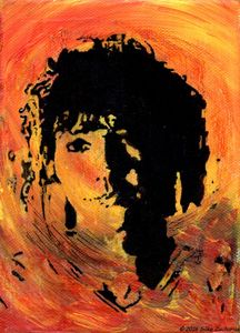 Acrylique et transfert: Un autoportrait