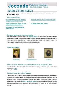 Nouvelle lettre d'information du portail Joconde