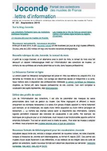 Nouvelle lettre d'information du portail Joconde