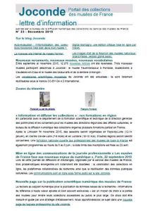 Nouvelle lettre d'information du portail Joconde