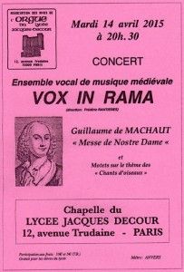 Concert Vox in Rama à Paris 9e