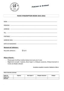 Formulaire d'inscription REDEK 2015-2016