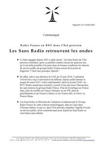 Les Sans Radio retrouvent les ondes (communiqué)