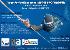 Stage perfectionnement apnée profondeur - 26-27 septembre 2015 à Chartres