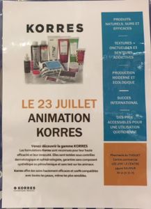 Découvrez le samedi 23 juillet la gamme Korres à la pharmacie du Thouet