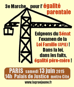 Parents et familles séparées, rejoignez 3ème Marche pour l'Egalité Parentale