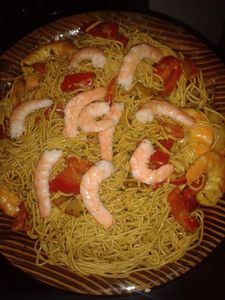 Nouilles chinoises aux crevettes