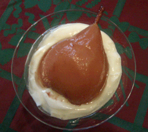 Poires pochées au cidre épicé