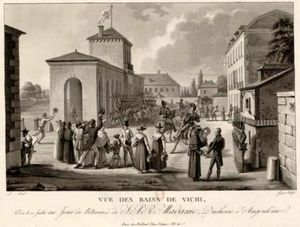 Vue des bains de Vichy prise le 12 juillet 1816, jour de l'arrivée de S. A. R. Madame, Duchesse d'Angoulême