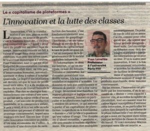 L'HUMANITE 02.10.15. Yvan Lavallée