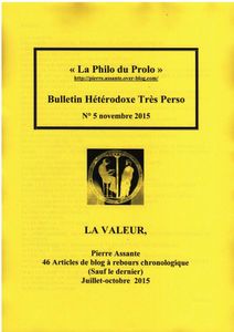 « La Philo du Prolo » N° 5. Novembre 2015. 46 articles. LA VALEUR.
